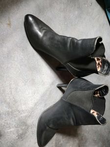 Black Pointed-Toe Stiletto Ankle Boots