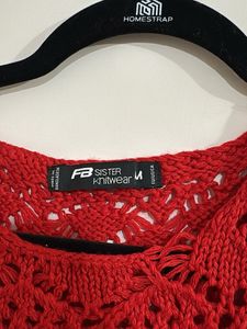 Crochet top with cherry print skirt 🍒