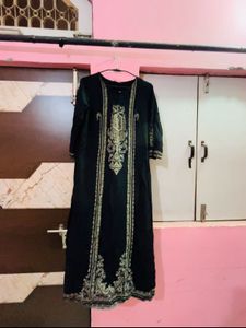 Elegant Black Kurta with Golden Embroidery