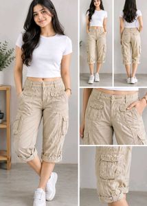Aeropostale Beige Cargo Capri Pants