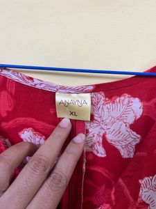 Anayna Red Floral Print Dress