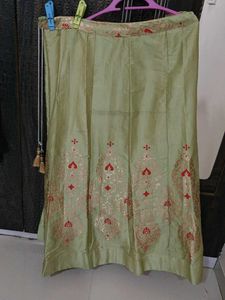 Embroidered Lehenga Skirt With Blouse And Duppata