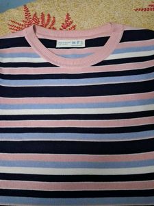 Striped Cropped Knit Top