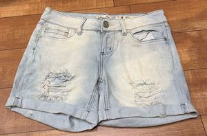 Light Wash Distressed Denim Shorts