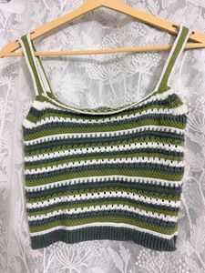 Zudio Crochet Striped Crop Tank Top