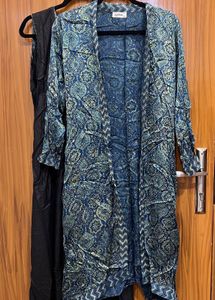 Boho Print Blue Shrug with black gown under