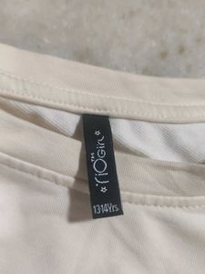 Cream T-Shirt Dress with Pink Text LR-91