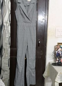 office Grey Sleeveless Jumpsuit