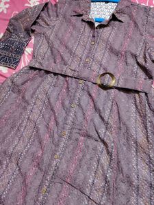 Embroidered Ethnic Kurta with Belt