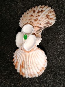 Real(Original) Seashell Hair Clip with Green Gem