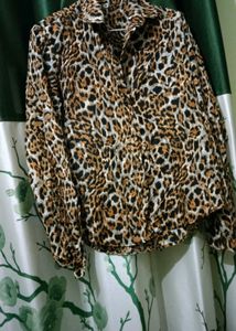 Leopard Print Button-Up Shirt