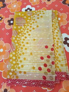 Yellow Polka Dot Saree