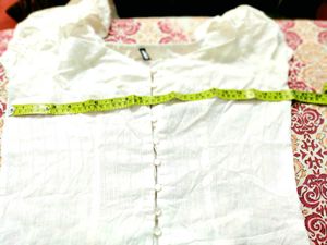 White Puff Sleeve Button-Up Top Size-36