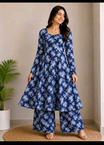 Fixed Price Blue Floral Print Kurta Set