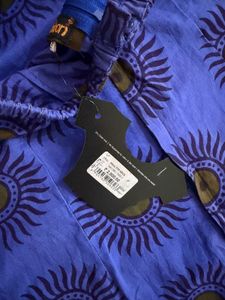 Bohemian Blue Sun Print Halter Gown