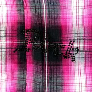 Y2K/goth Pink Plaid Button-Up shirt