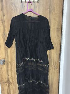 Boho Embroidered Black Dress