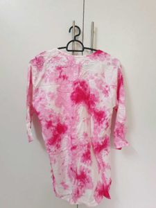 Pink Tie-Dye Embroidered Kurta