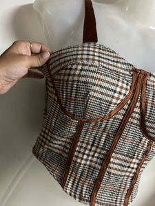 Plaid Corset Top with Straps