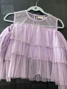 Lavender Ruffled Cold-Shoulder Top