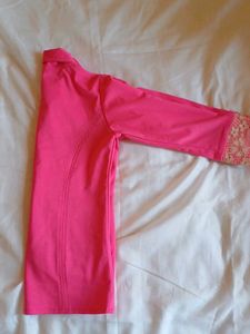 Vintage Pink Blazer with Lace Details