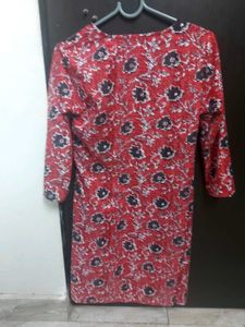 Red Floral Print Tunic Top