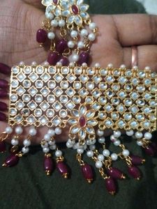 Beautiful mehroon colour necklace set