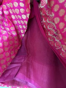 Yellow &amp; Pink Brocade Lehenga Set