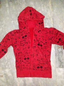 Red Printed Hoodie (MickeyMouse)