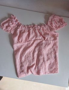 Cute Ruffle Off-Shoulder Pink Top