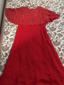 Stunning Red Sequin Cape Gown