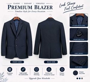 Premium Men's Navy Blue Blazer