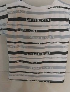 Stylish Striped T-Shirt with Knot Detail(L)