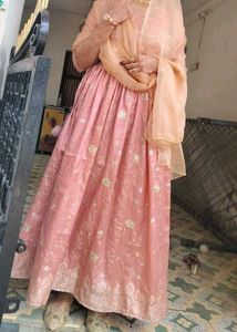 Beautiful Pink Embroidered anarkali with dupatta