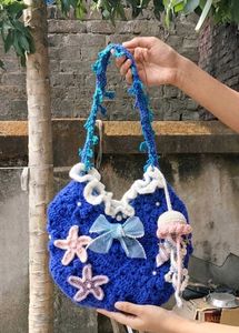Blue Crochet Hobo Bag