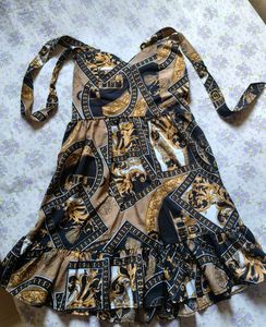 Elegant Baroque Print Mini Dress