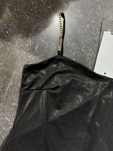 Elegant Black Chain Strap Slip Dress