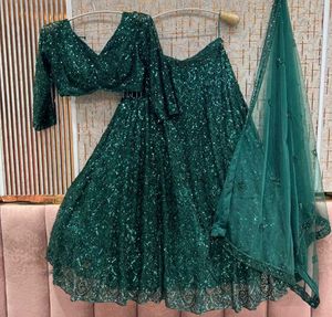 Stunning Emerald Sequin Lehenga Choli