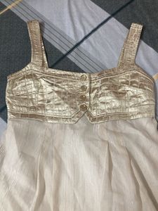 Elegant Gold &amp; White Party Dress