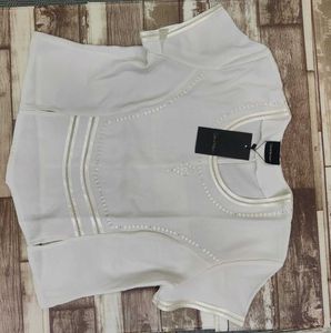 Elegant White Blouse with Intricate Detailing - XL