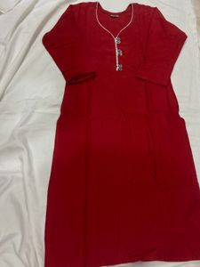 Red kurta with White pant