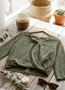 Chic Olive Green Wrap Top