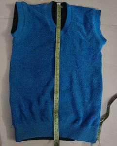V-Neck Sleeveless Blue Sweater