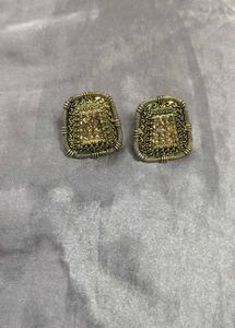 Antique Gold Square Earrings