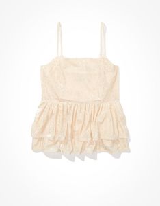 Creamy Peplum Cami Transparent Top
