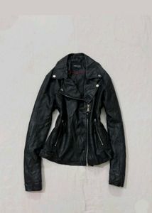 Black Faux Leather Biker Jacket