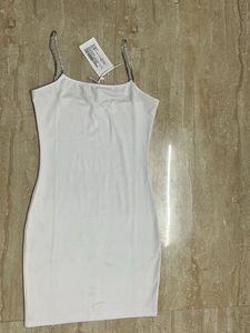 White Mini Dress with Diamante Straps