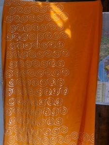Orange Saree with Swirls &amp; Sequins