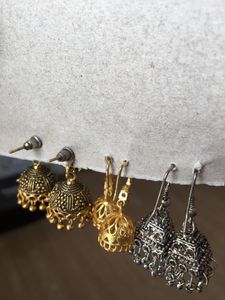 Women Set Of Three Jhumka Earrings