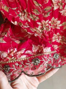 Pink Floral long Kurta with pant